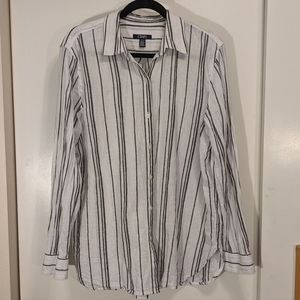 Striped linen cotton coastal Chaps button up shirt